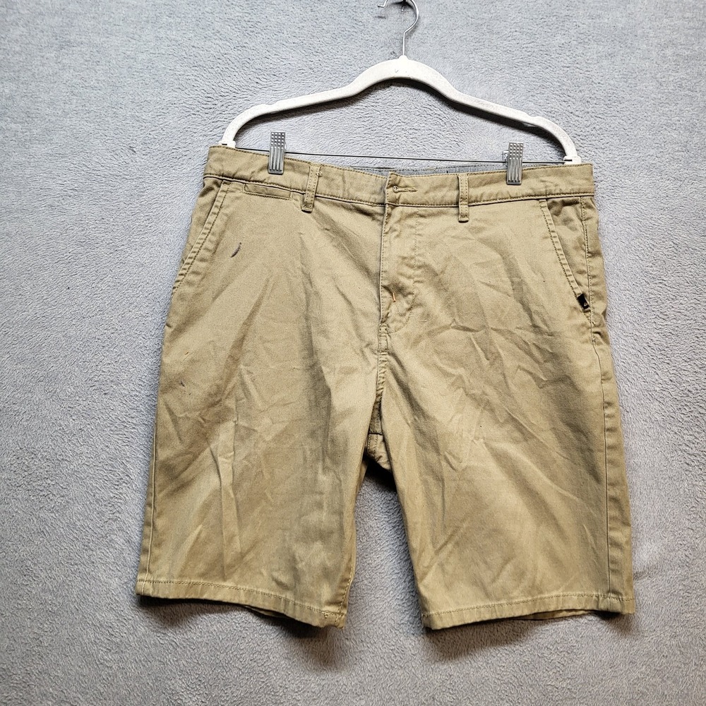 Quiksilver Men Shorts 34 Khaki Chino Twill Casual 9" Inseam READ